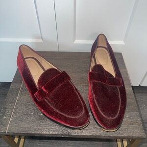 Franco Sarto Hudley Red Velvet Loafers Women's Size 10 M